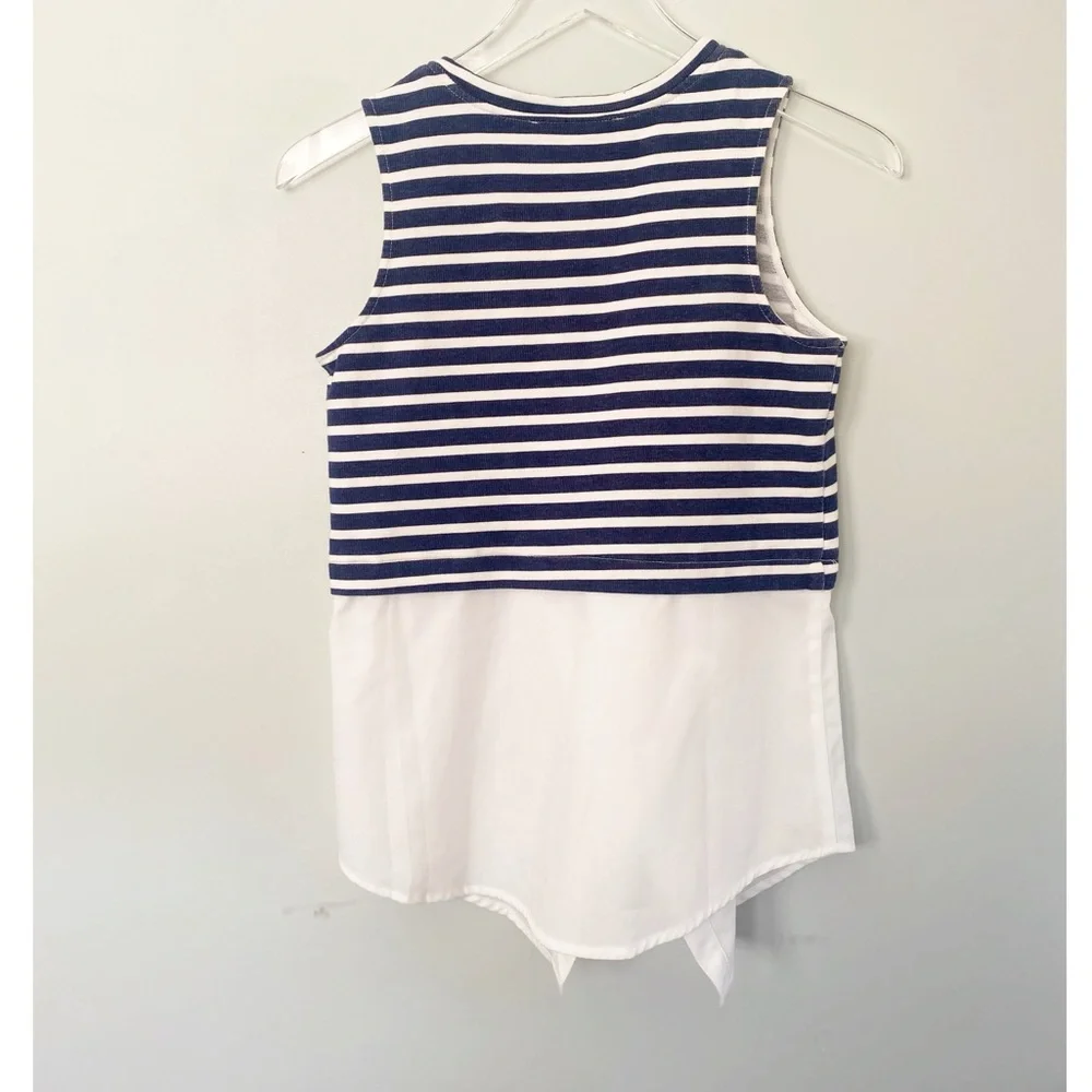 Anthropologie SUNDAY IN BROOKLYN Faux Layered Nautical sleeveless shirt - Picture 3 of 5